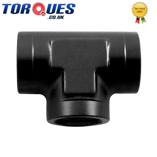 AN -8 (8AN 3/4" UNF) Female Tee T Adapter Fitting Black