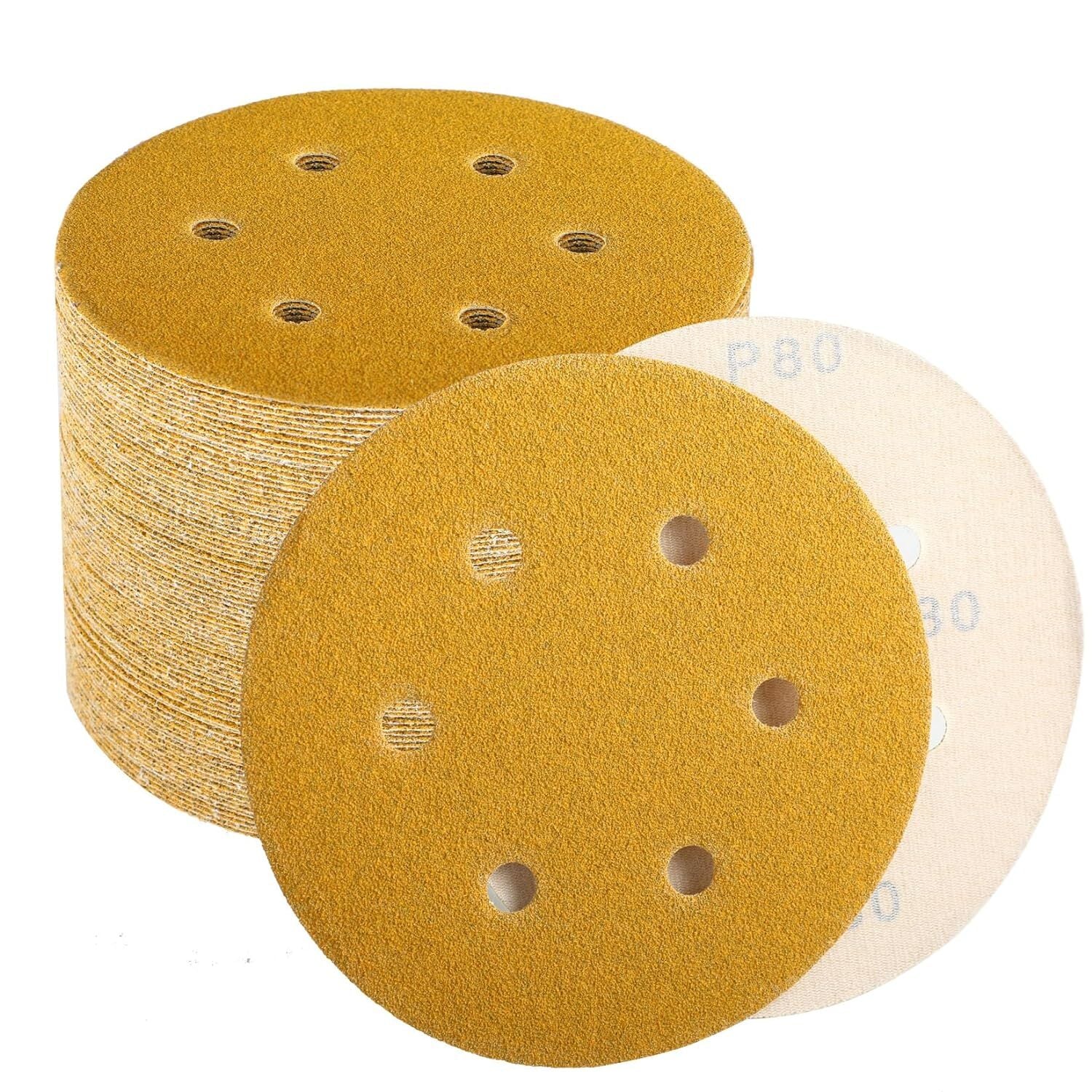 100PCS 6" Hook Loop Sanding Discs 180 Grit by Unbranded