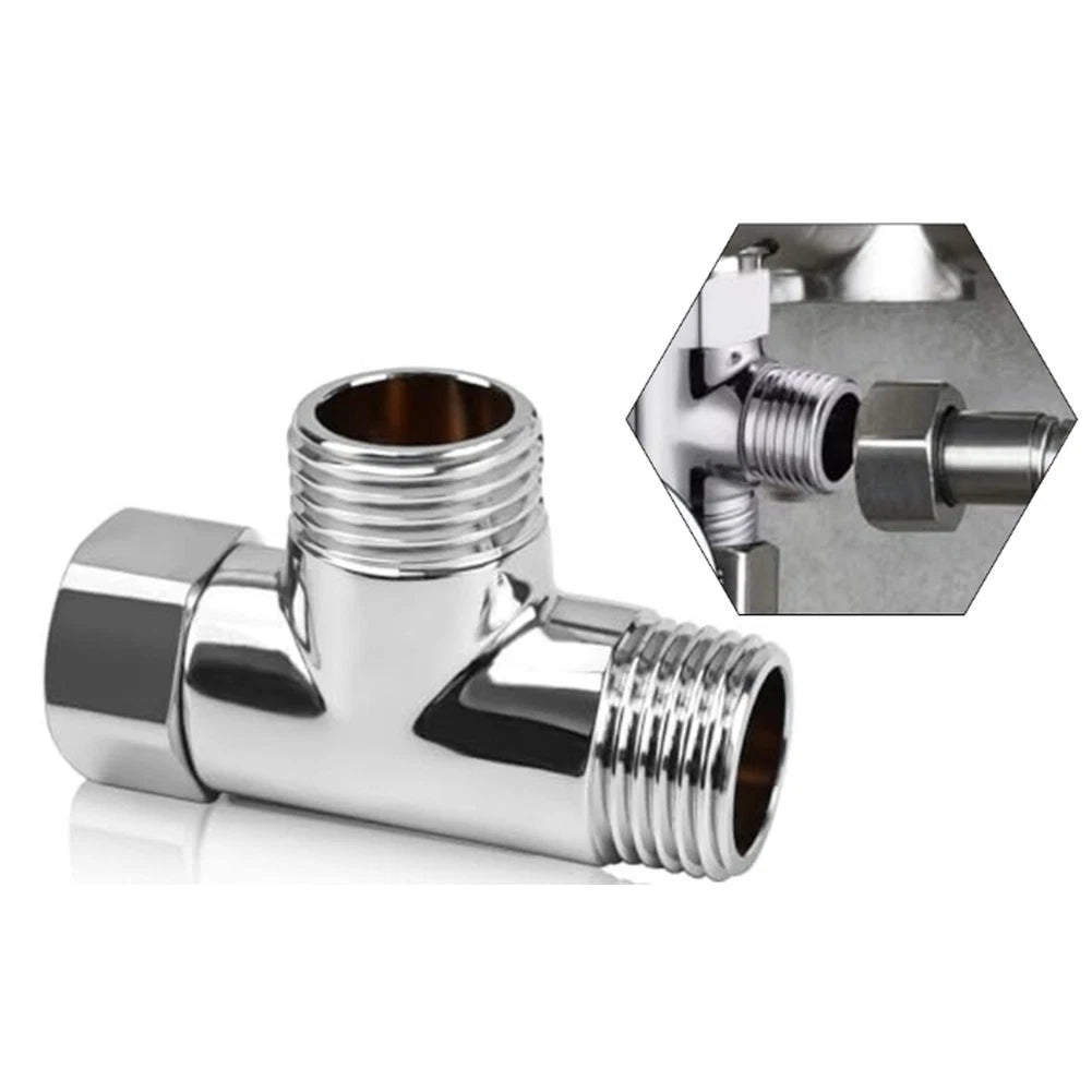 Brass T Connector For Plumbing Applications With Dual G1/2 Outlets