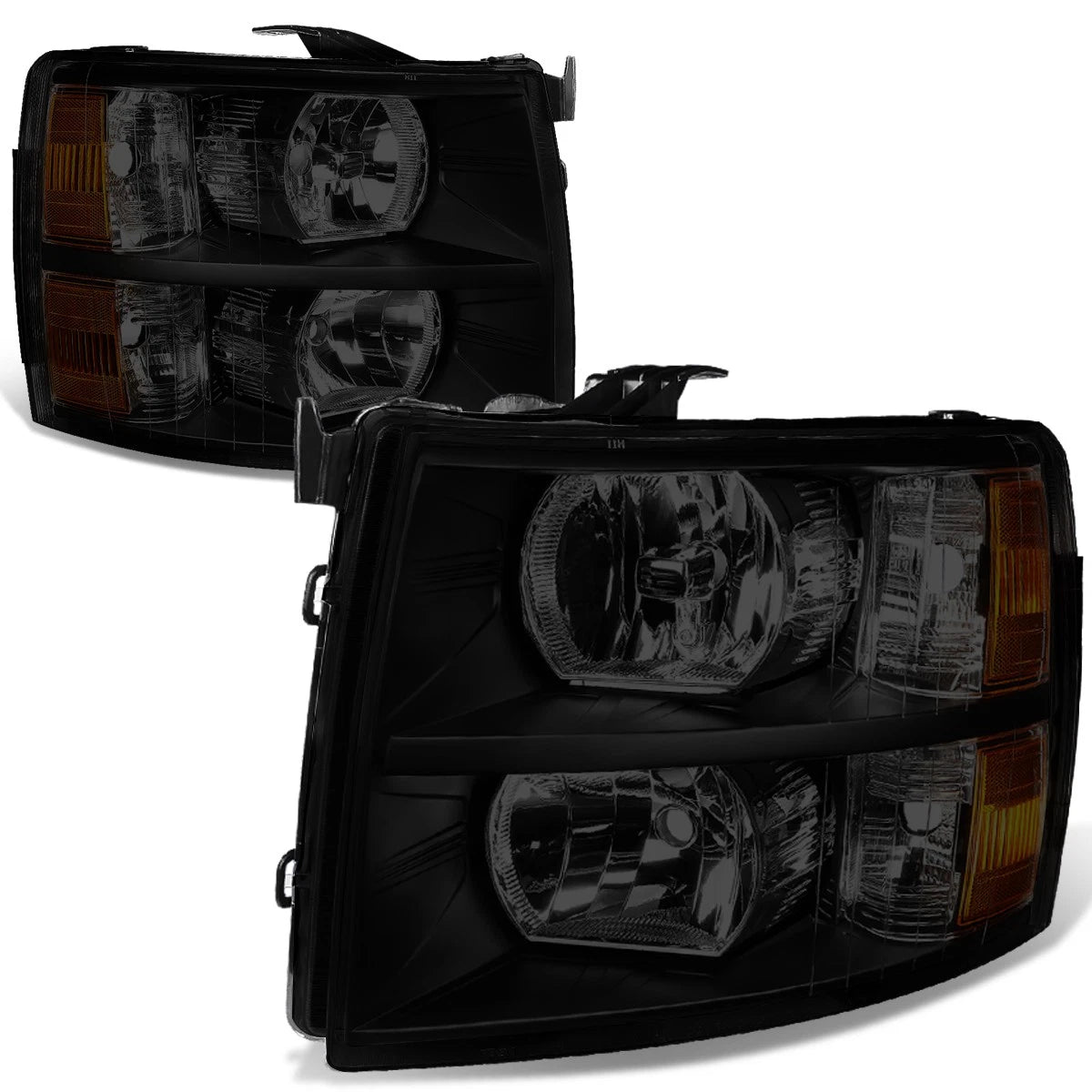 Fit 07-14 Chevy Silverado Pair Tinted Housing Amber | Built Supply Co