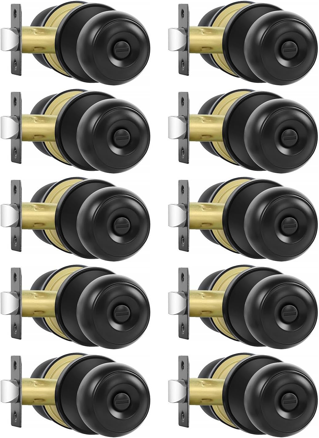 Privacy Door Knobs, 10 Pack Matte Black Door Knobs with Lock, Bed and