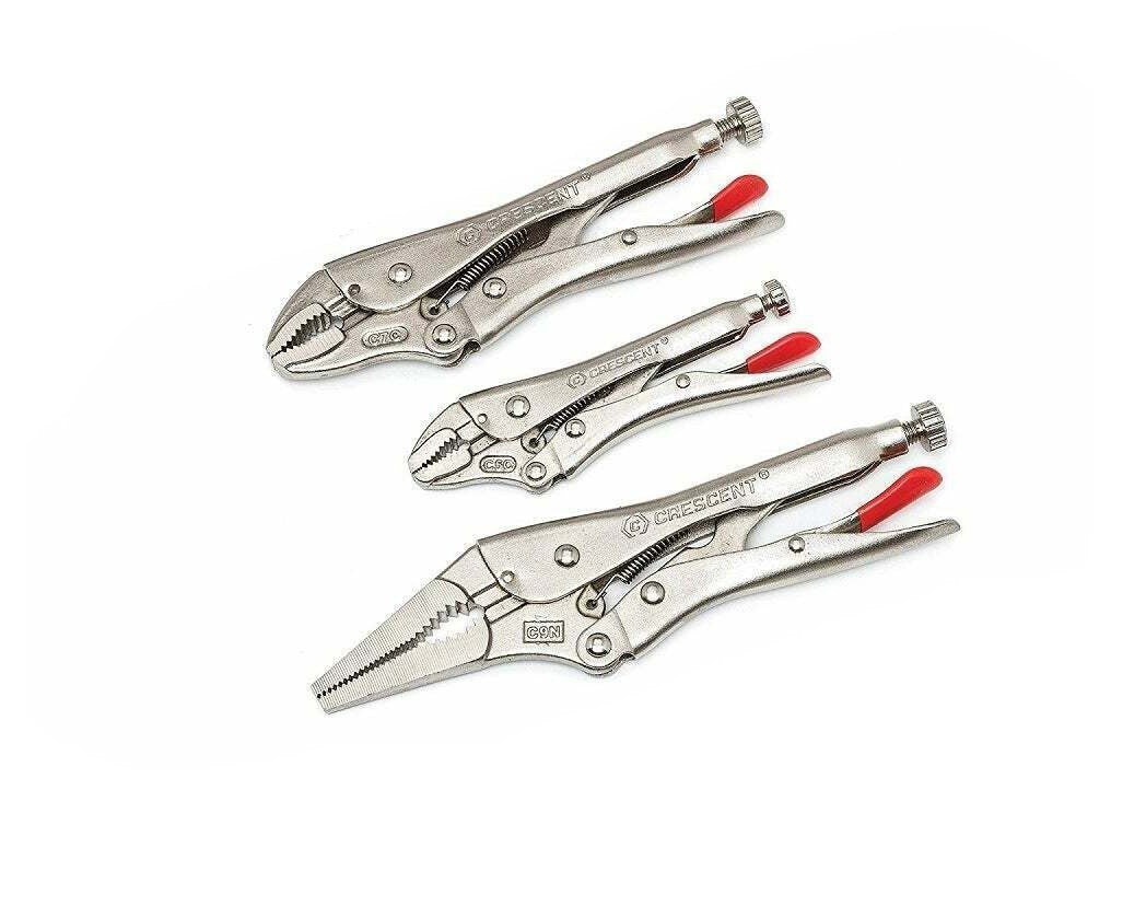 Expert Crescent 5,7"+9" Long Nose Locking Pliers Cr-Mo Vice Grip 3PC