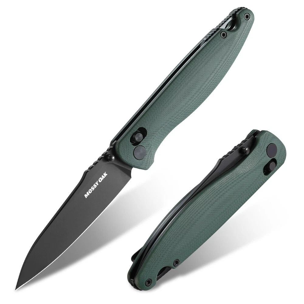 Mossy Oak Folding Pocket Knife 3.54" D2 Steel Blades G10 Handle With