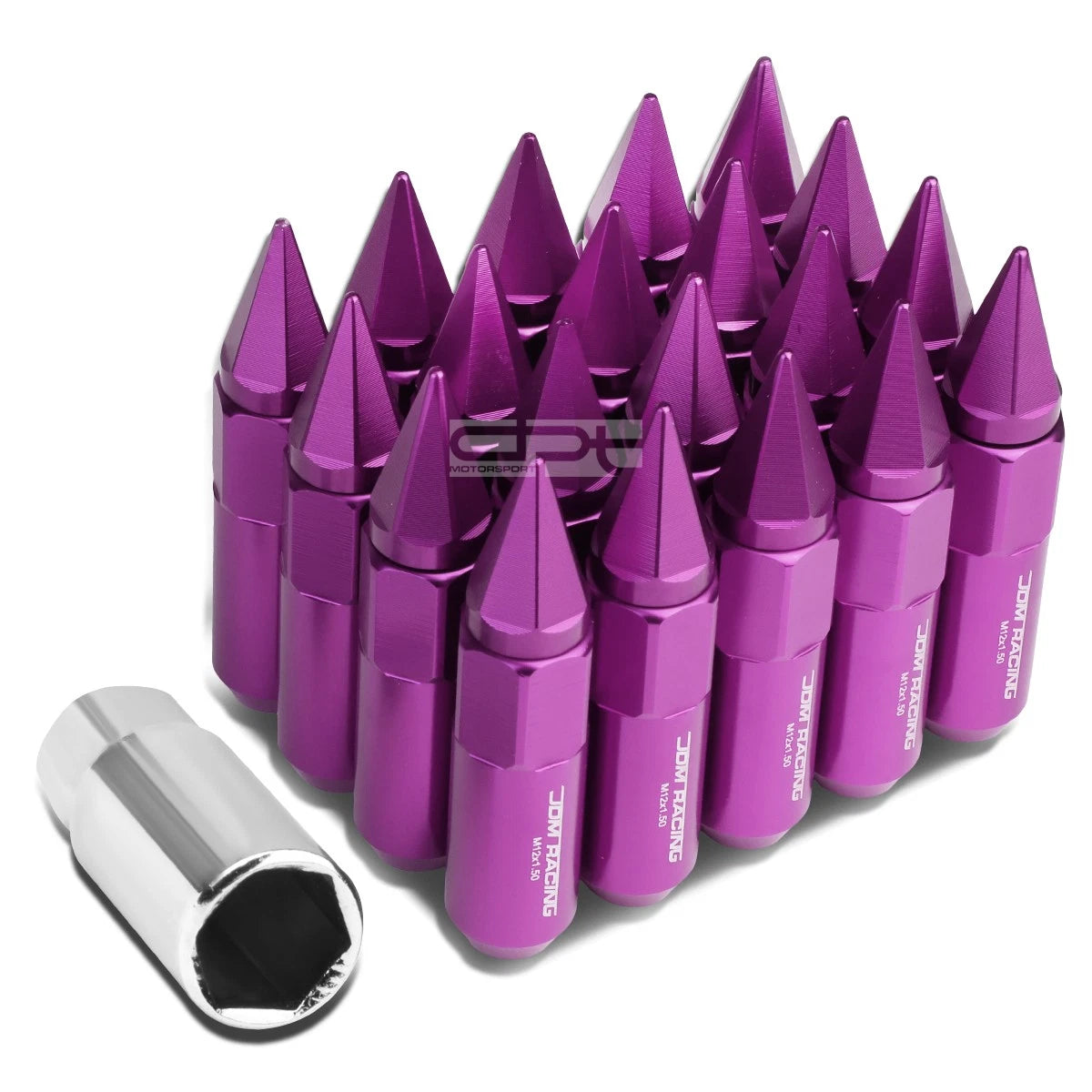 M12x1.5 90mm Tall 20mm Od Purple Aluminum Jdm Spike Cap Lug