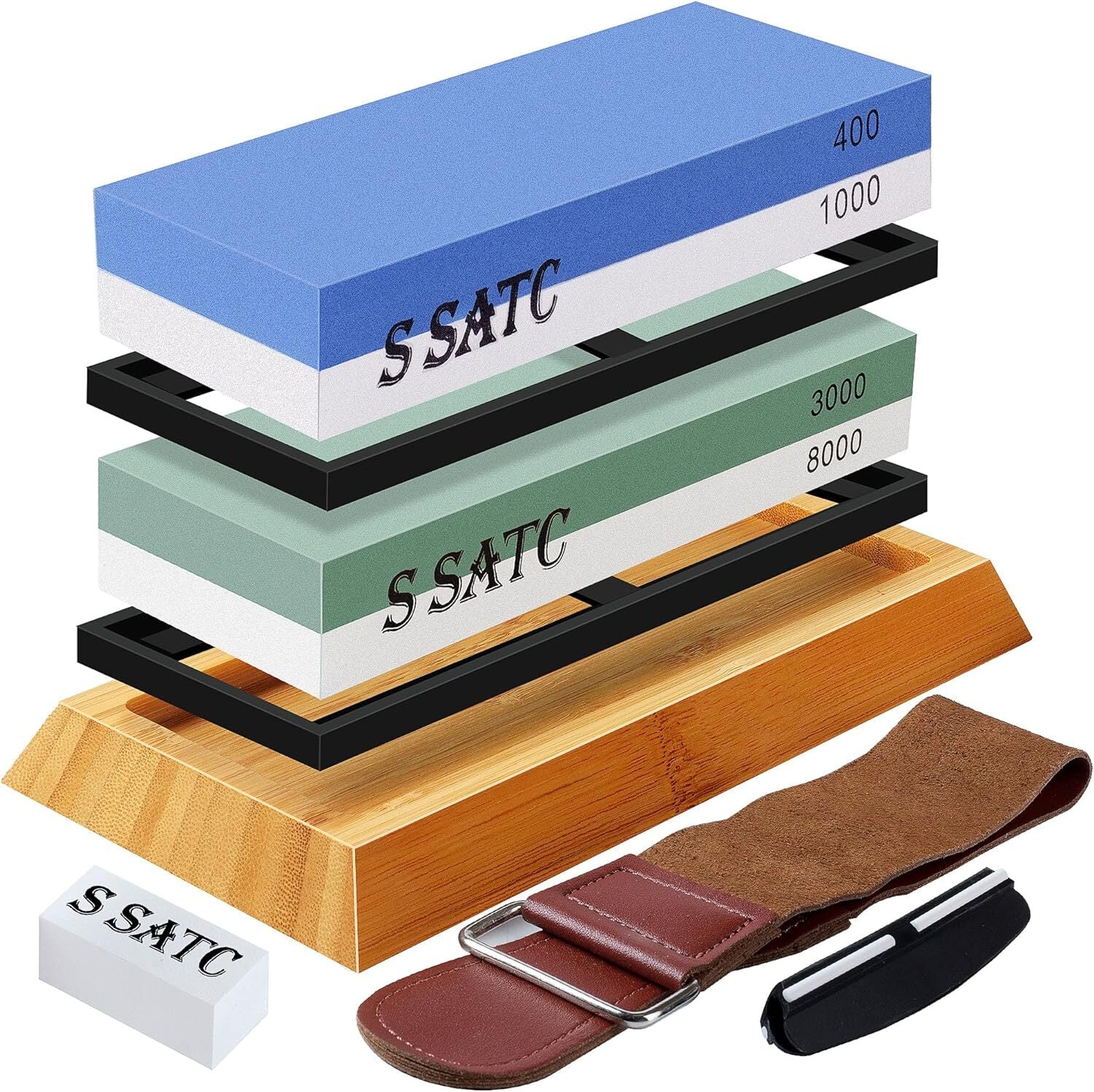400/1000 3000/8000 Whetstone Sharpening Stone Set by Unbranded