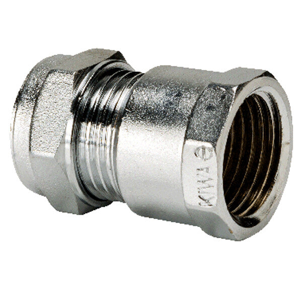 Chrome Compression Female Iron Straight 15mm x 1/2"