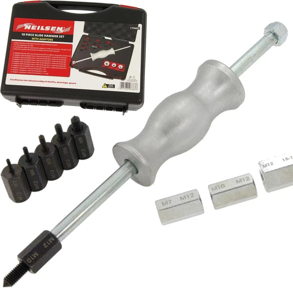 Neilsen Sliding Slide Hammer Puller Extractor Adaptors M12 Thread Set