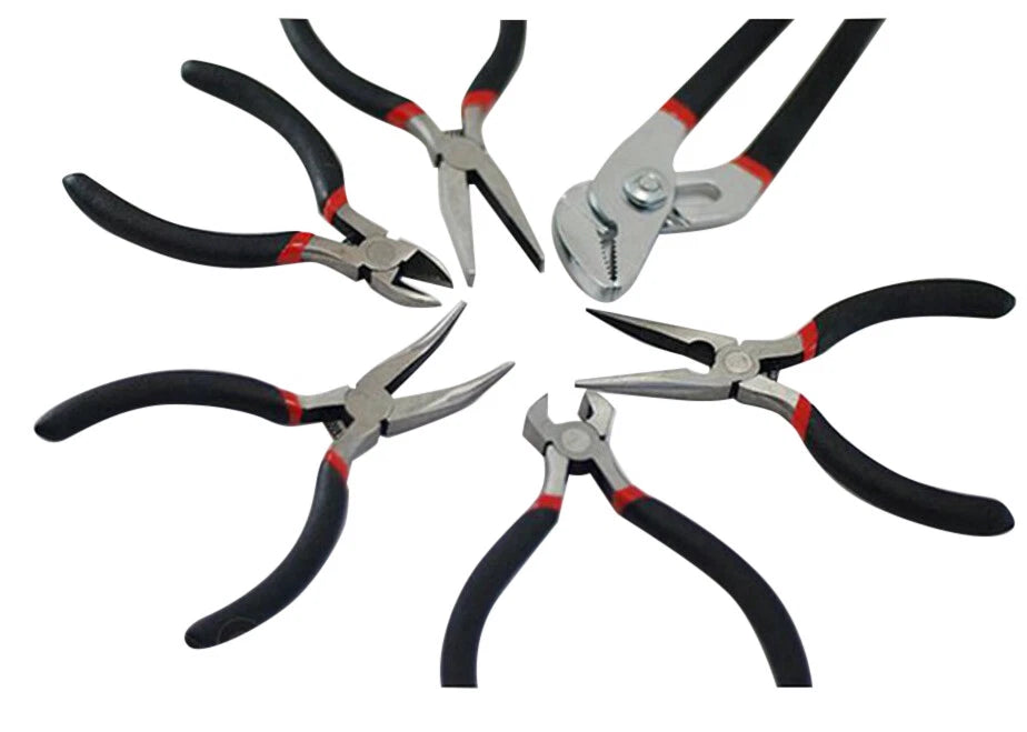 Mini Precision Pliers Set: End Cut Nipper Bent Flat Long Nose Water