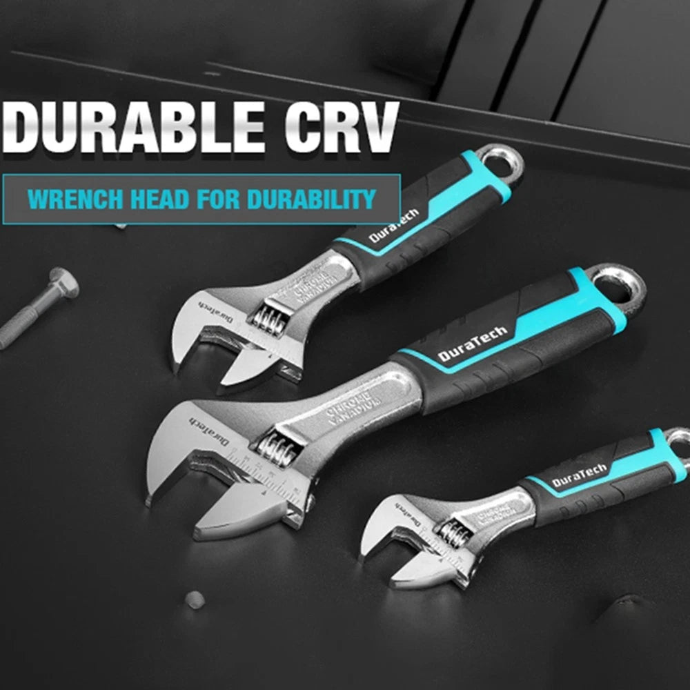 Duratech 6"& 8" 10" Adjustable Wrench Set Wide Jaw Wrench Metric &