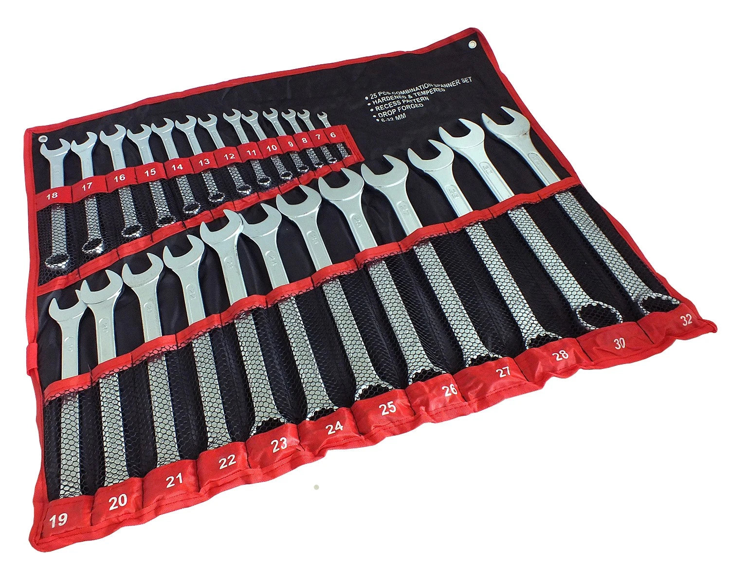 Metric Drop Forged Combination Spanner Wrench Set + Roll Open & Ring