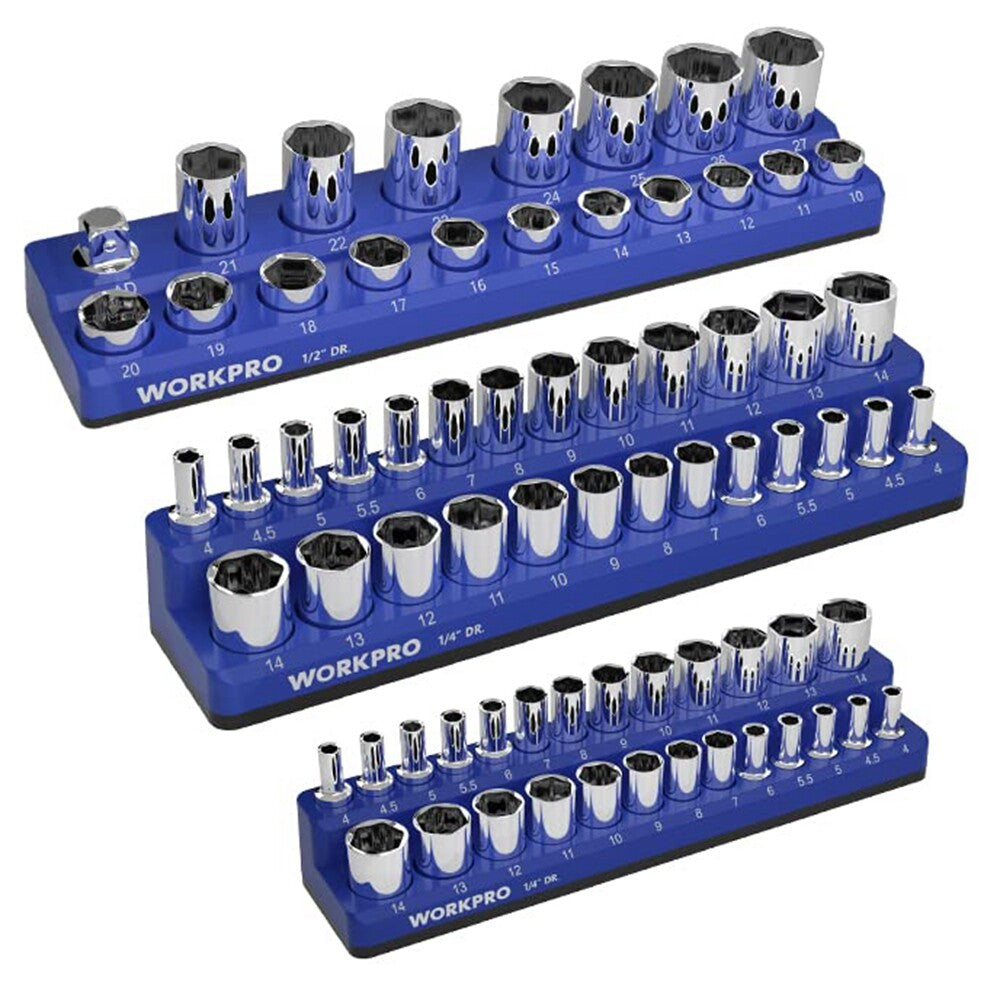 Metric Magnetic Socket Organizer 3PC Socket Tray Socket Holder 1/4"