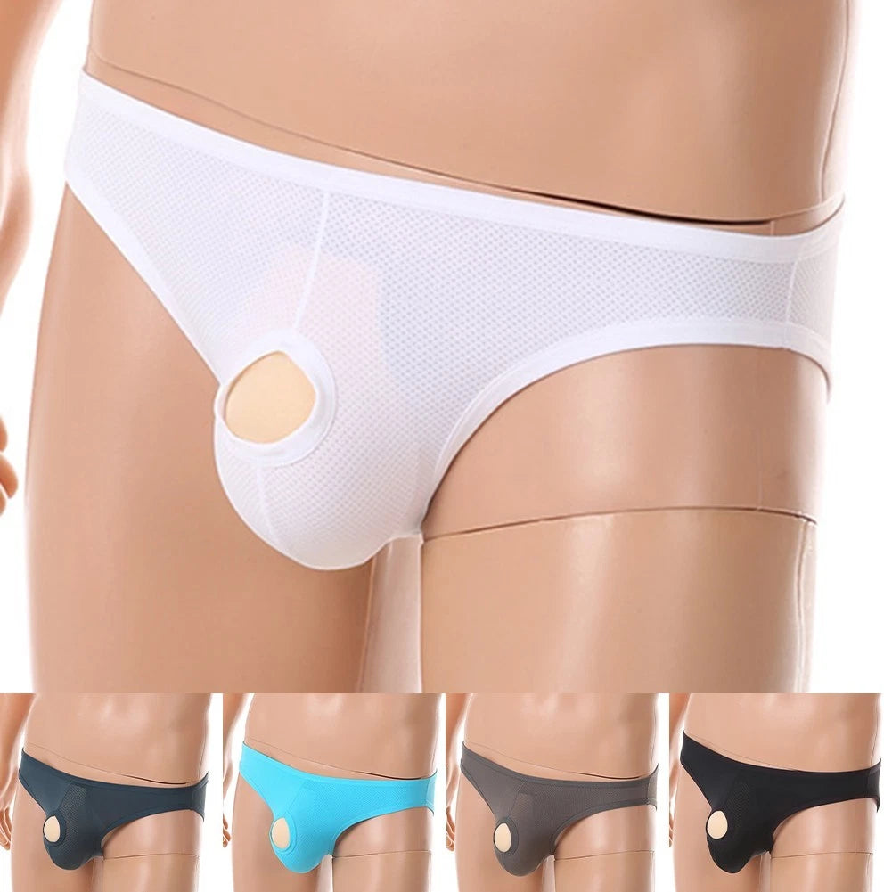 Hollow-out Underwear Men Mesh Briefs Hollow-out Front And Back Low