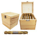 Hss Tin Coated End Mill Set, 2 Flute And 4 Flute 3/16"-3/4"