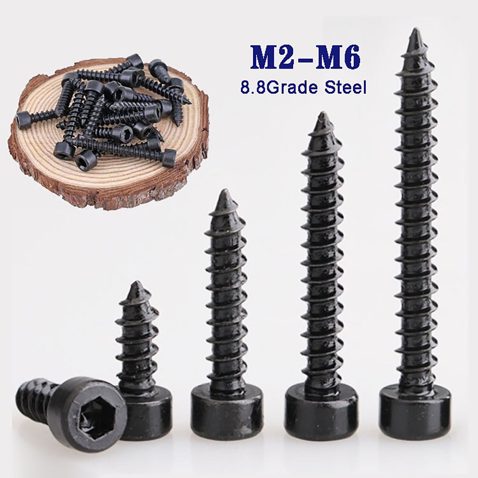 Grade 8.8 Steel Hex Socket Head Cap Screws M2-M6