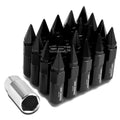 M12x1.5 90mm Tall 20mm Od Black Aluminum Jdm Spiked Cap Lug