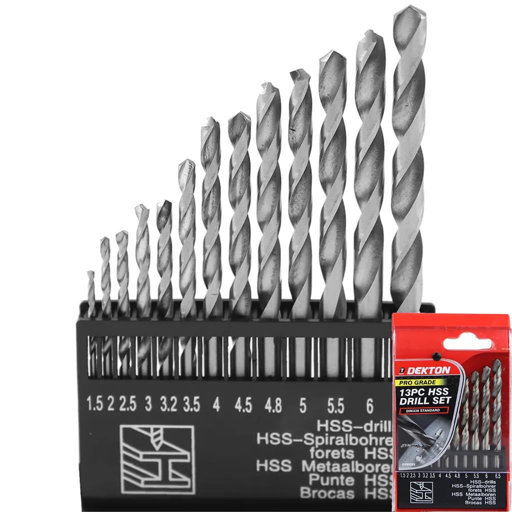 Dekton 13pc HSS Steel Drill Set Metric 1.5mm - 6.5mm by Dekton
