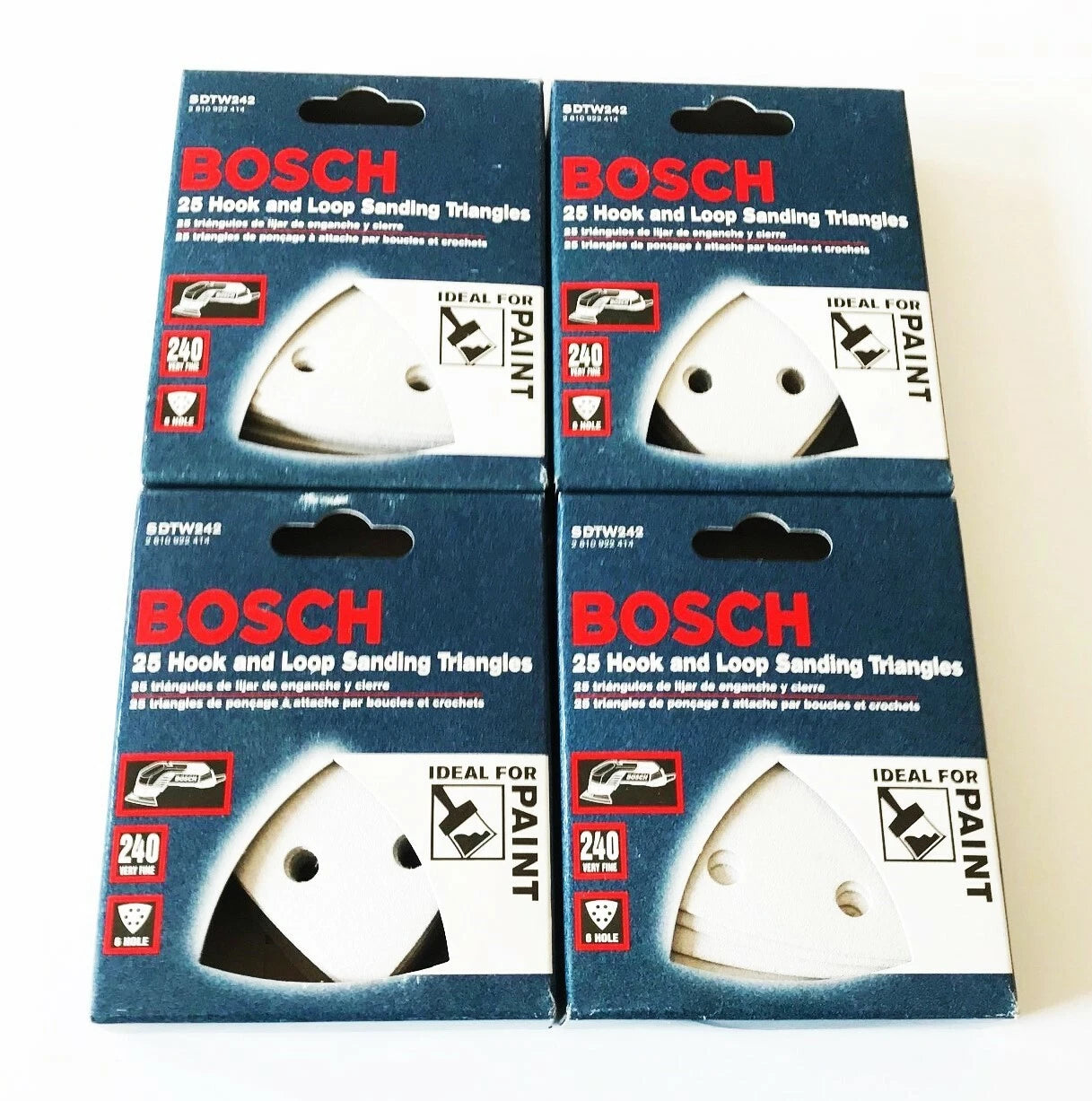 100 Bosch Hook And Loop Sanding Triangles Discs 240 Grit 6 Hole Italy