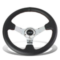 Nrg 35cm Leather Red Stitch 3"deep Dish Chrome Spoke Steering