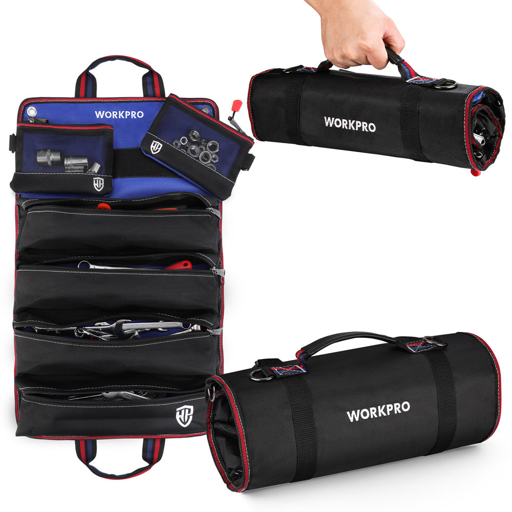 WORKPRO Heavy Duty Roll Up Tool Bag with 6 Pockets