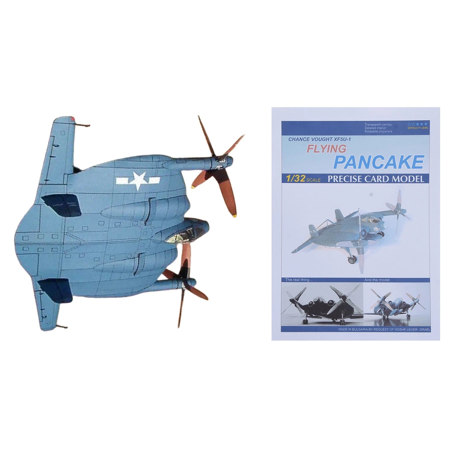 Diy 1/32 American Xf5u-1 Flying Pancake Fighter 3d Paper Model Puzzle