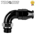 An-8 (8an Jic-8) to Orb-8 3/4" Unf 90 Degree Ultraflow Ptfe Hose