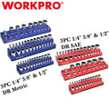 WORKPRO 3PCS/6PCS 1/4" 3/8" 1/2" Magnetic Socket Organizer Holder Set