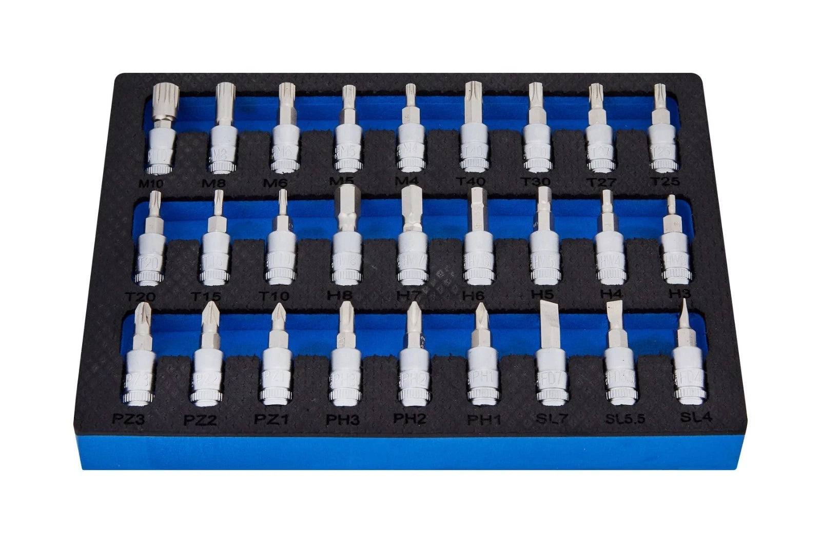 Bluespot 1/4 Drive Mixed Bit Socket Set Torx Hex Spline Sl Ph Pz 37mm