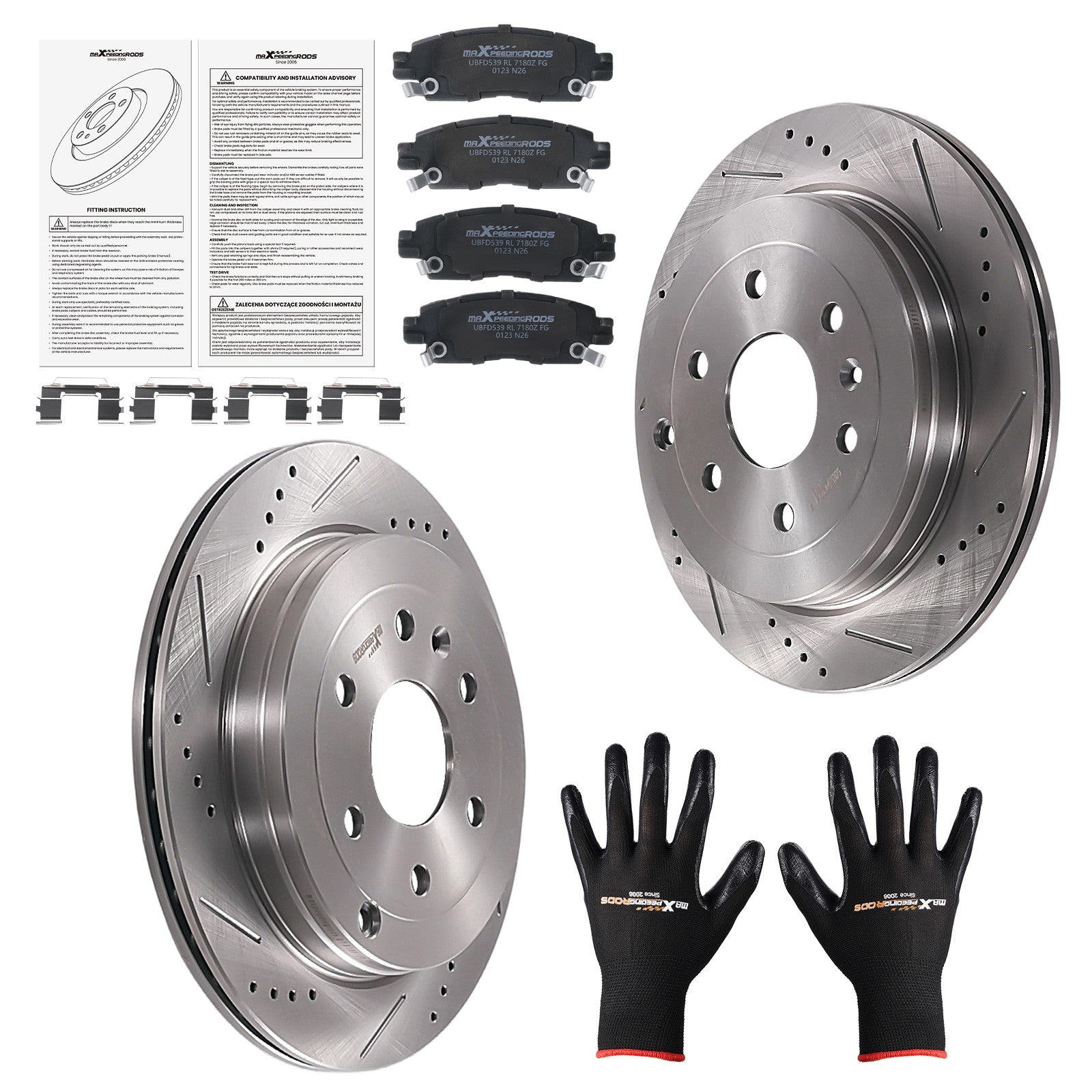 Rear Disc Brake Rotors Ceramic Pads for Saturn Outlook 07-10 Buick