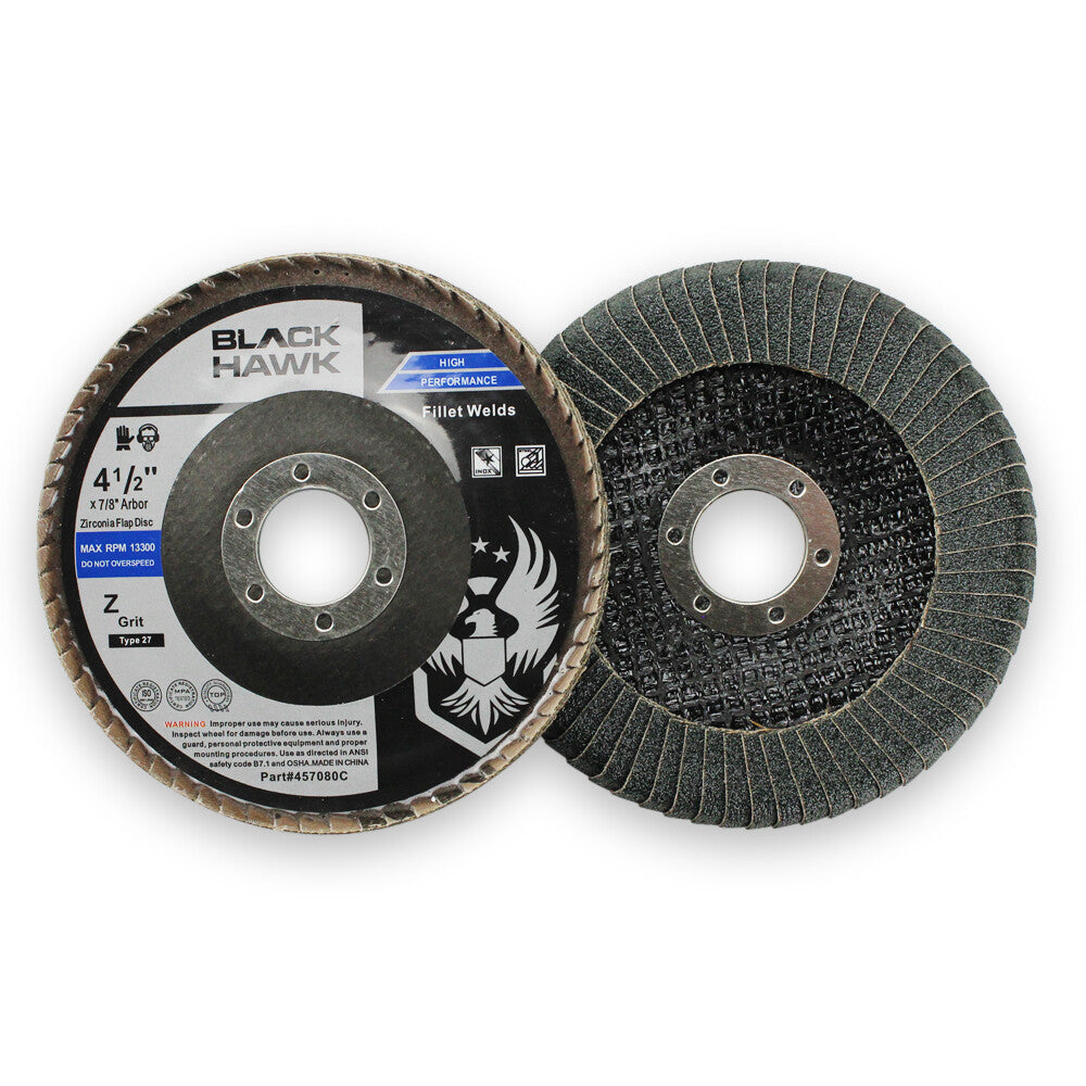 50 Pack - 4.5" x 7/8" Zirconia Curved Edge Flap Discs for Fillet Weld