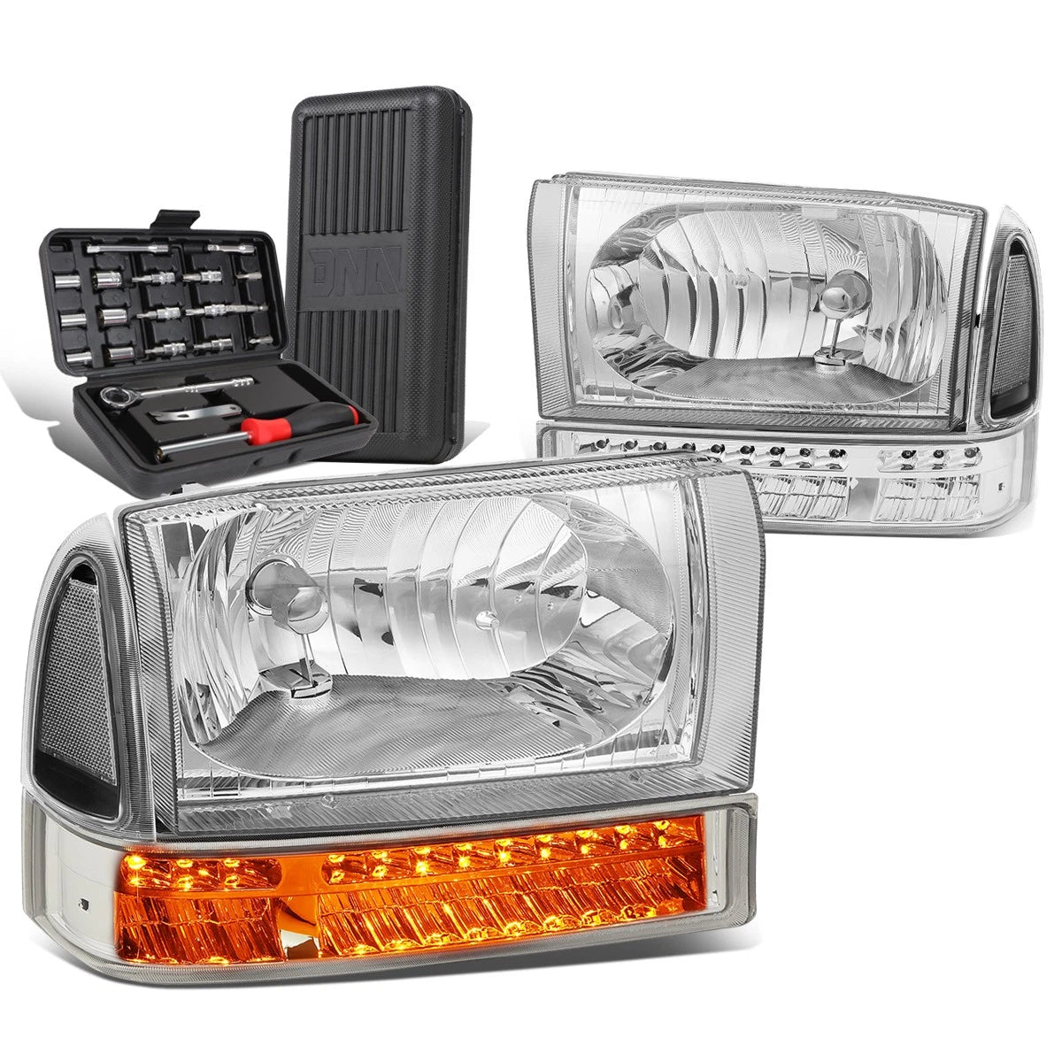 For 1999-2004 Ford Super Duty Pair Chrome/clear Led | Built Supply Co