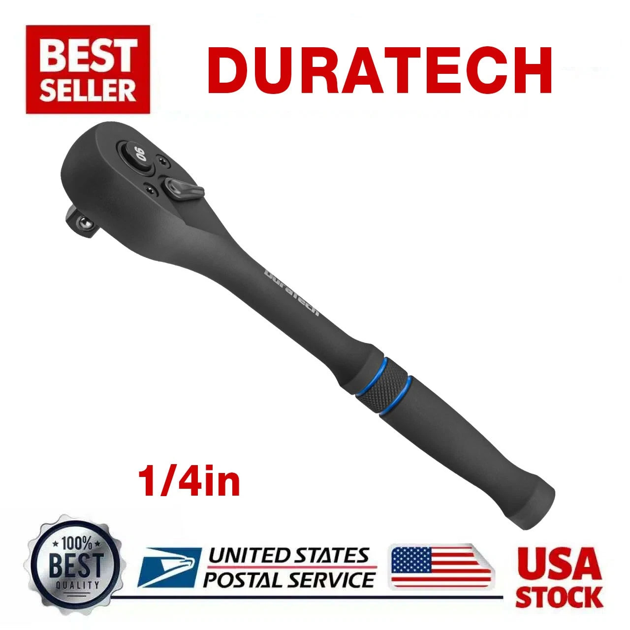 Duratech 1/4-in Drive Ratchet, 90-tooth Quick-release Ratchet Wrench,