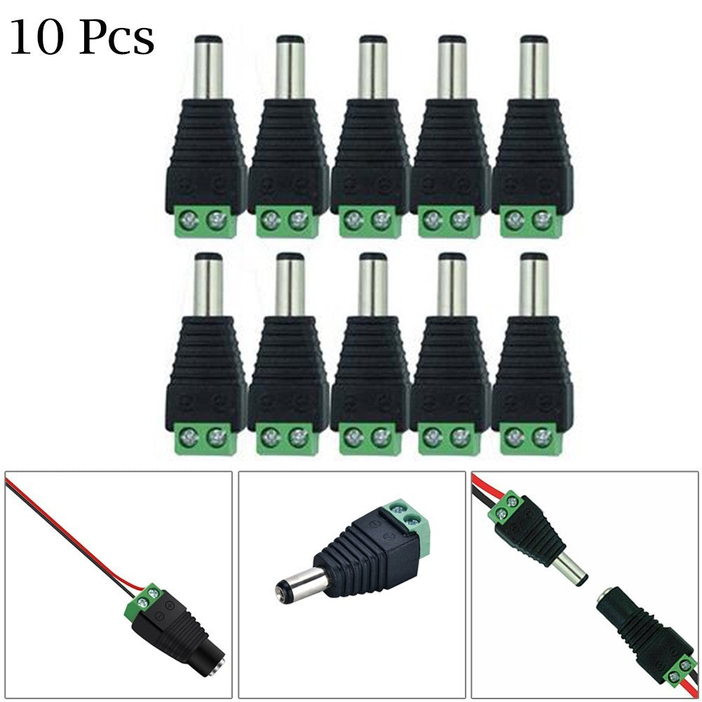 Long lasting 10PCS CCTV 12V DC Power Connector Cable 5 5*2 1mm Male FemaleOpens 