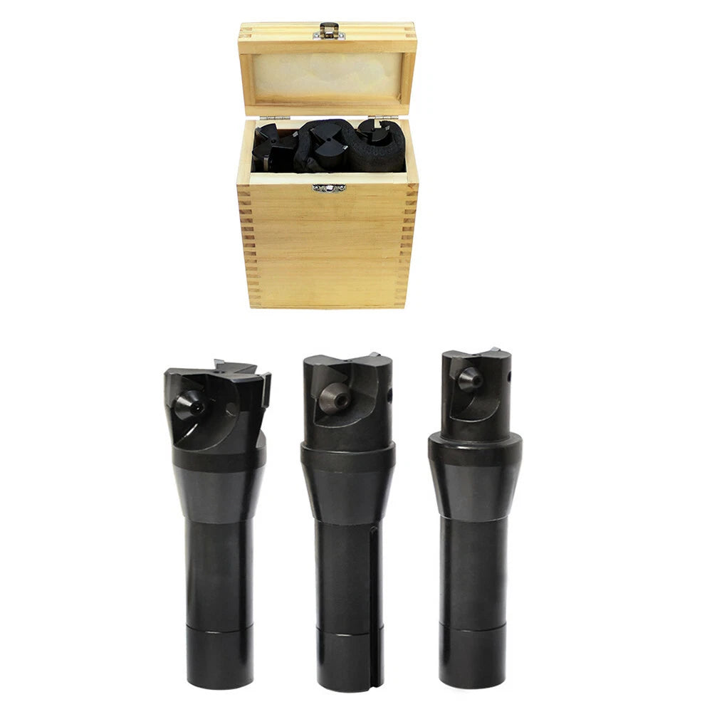 90 Degree R8 Shank Indexable End Mill Set Set 1.0", 1-1/4", 1-1/2"
