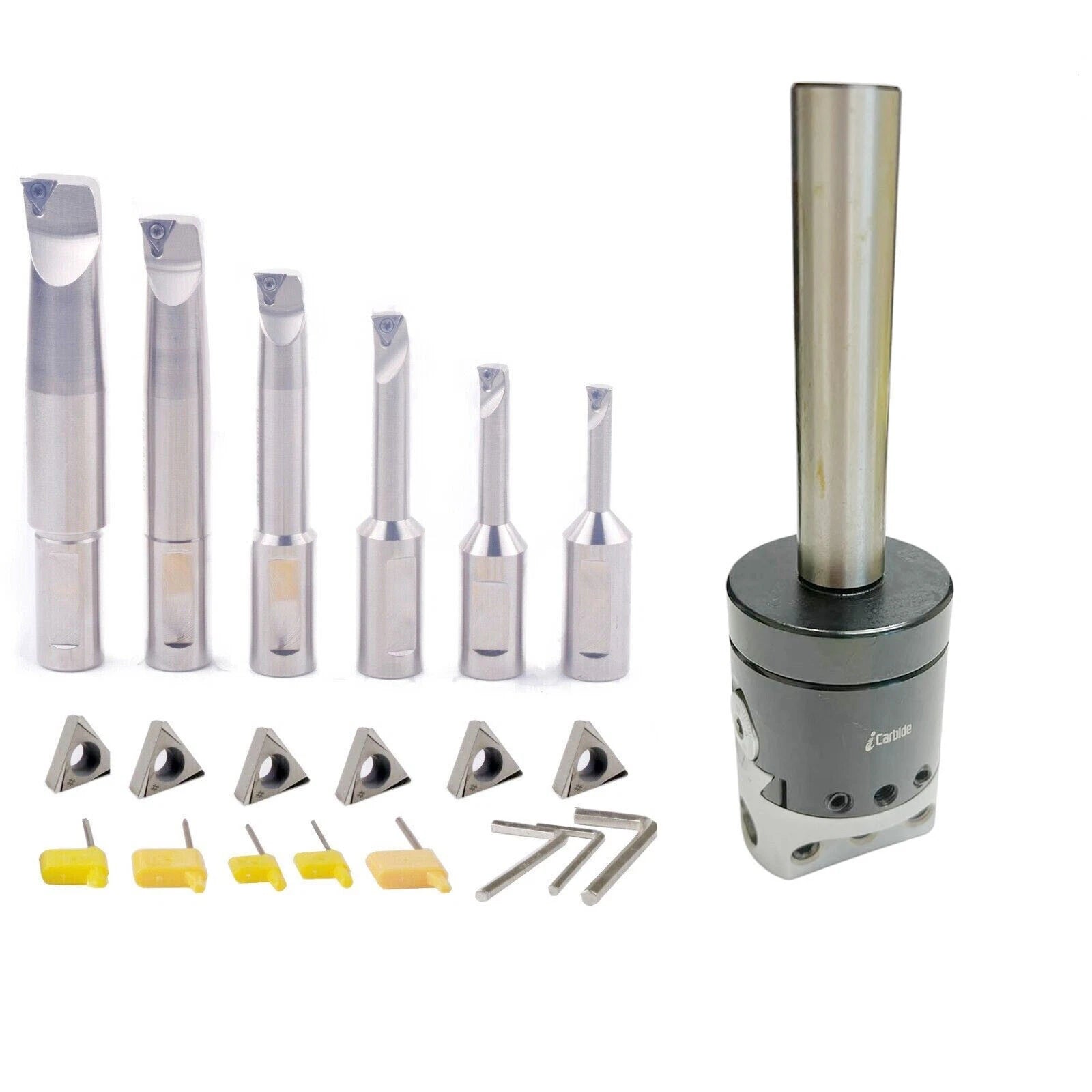 1.0" SHANK 2" BORING HEAD SET 6PCS 1/2 INDEXABLE BORING BAR &amp; 6 CARBIDE INSERTS