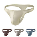 Men Satin Ice Silk Glossy Tback Thong Underwear Gstrings With Pouch