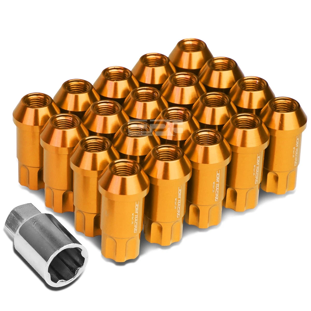 Open End M12x1.25 50mm Tall 25mm Od Orange Aluminum Jdm Lug Nuts+lock