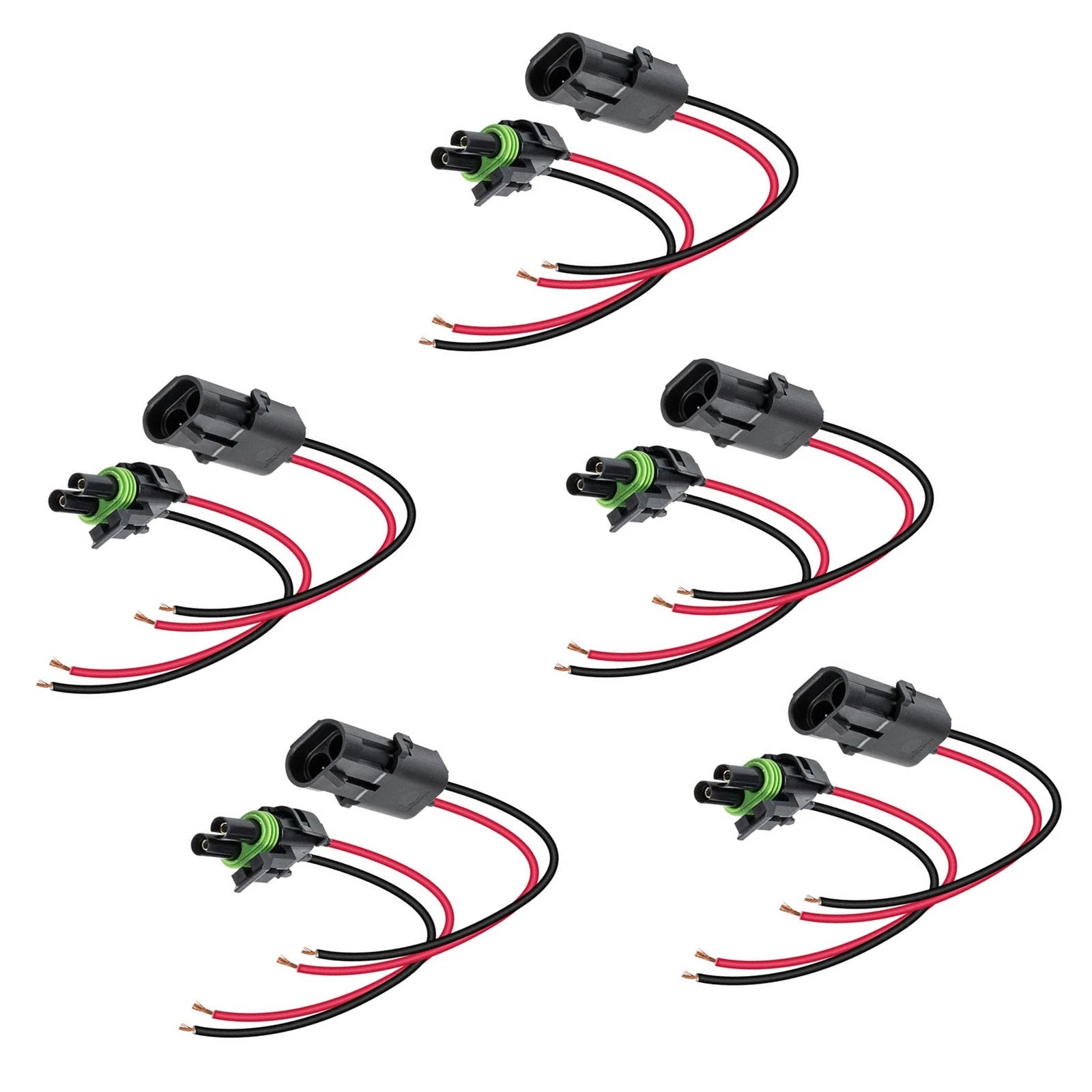 5 Pairs Ols 2-wire Weather Pack Connector Kit Assembled With 6" 16