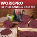 WORKPRO 150PC Sanding Discs Set 5" 8-Hole Orbital Sandpaper