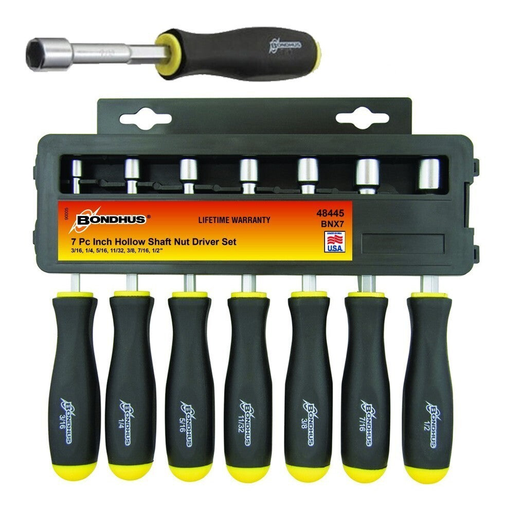 Bondhus 7pc Hollow Shaft SAE Nut Driver Set