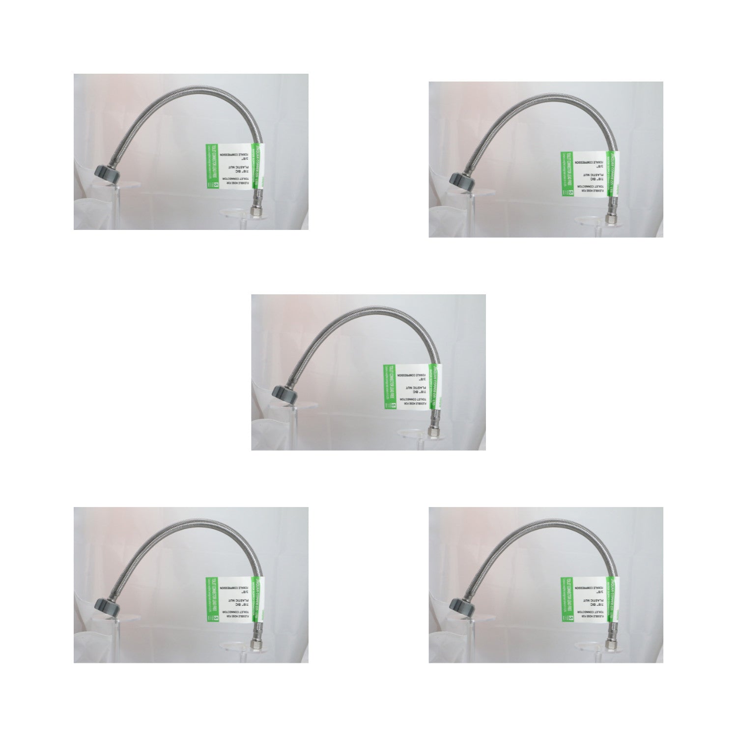 XFITTING 18" Long 3/8" Comp. x 7/8" BC Braided Hose - 5 Pack