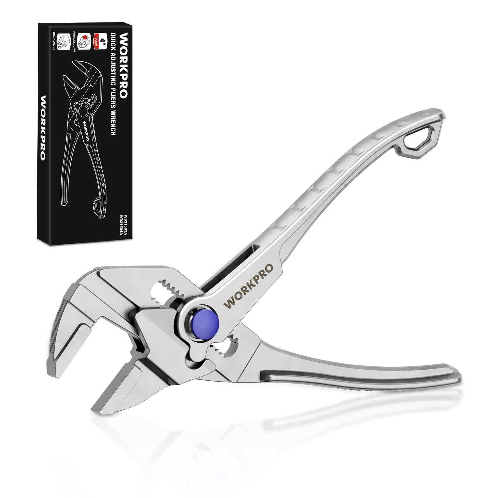 WORKPRO Mini Pliers Wrench, 4-Inch Smooth Jaw Plier, Adjustable Wrench