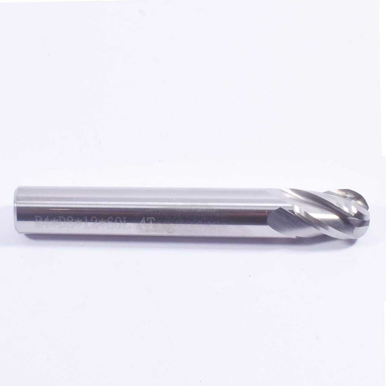 R2 X 2.0" 8mm Shank 4 Flute Ball Nose Carbide End Mill For