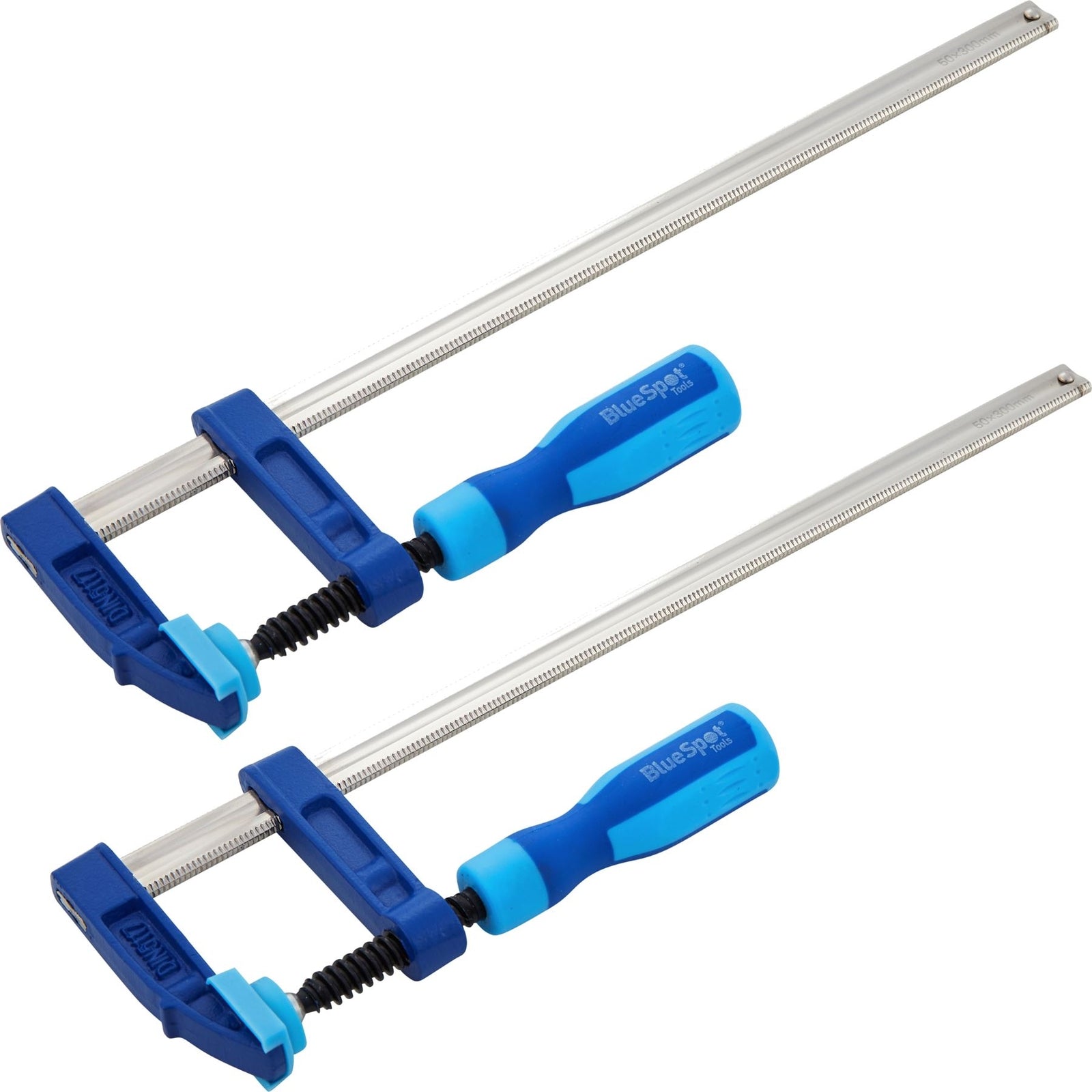 BlueSpot 2pc F Clamps Wood Working 300mm Heavy Duty Cast Iron Metal clamp 12"Ope