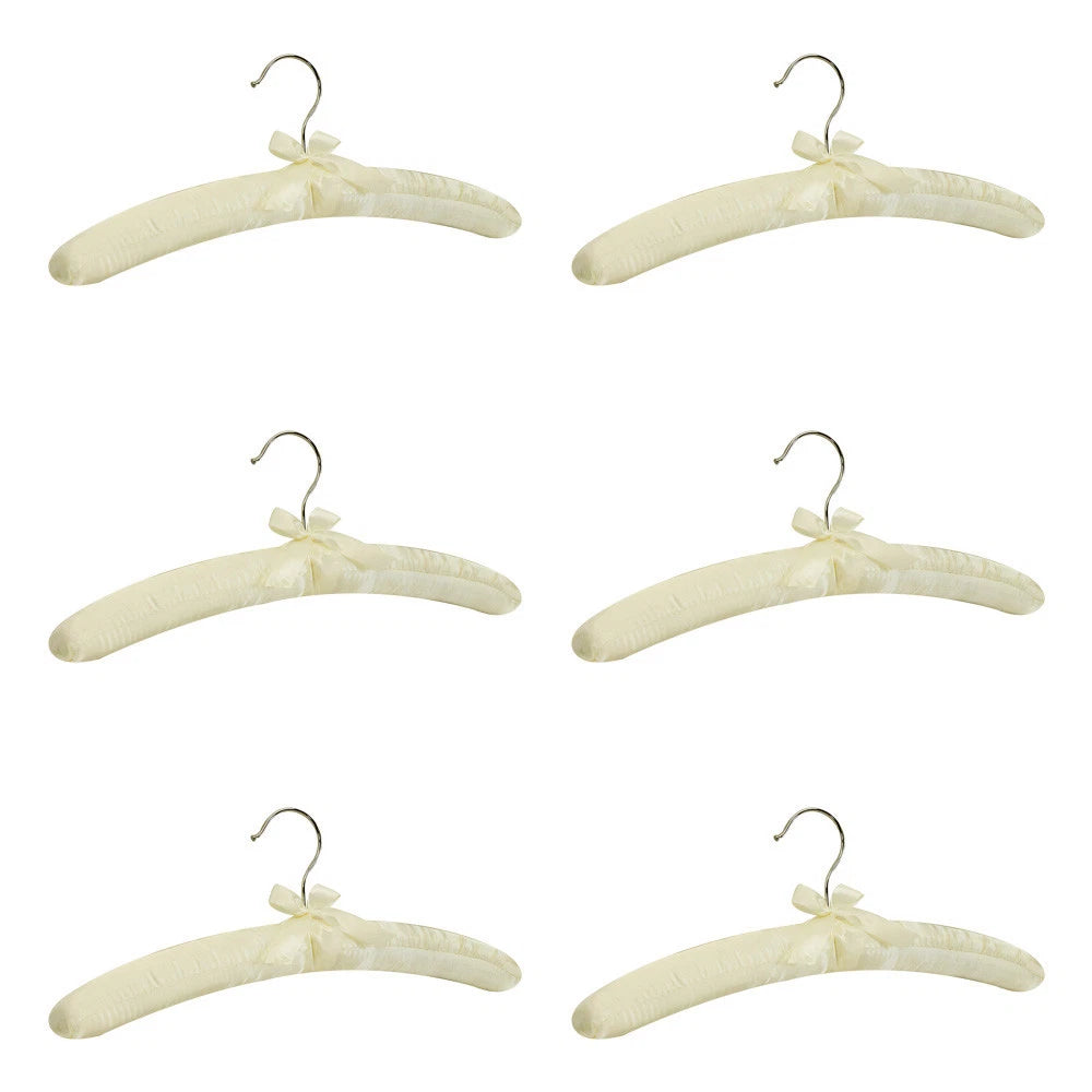 Set Of 15 Inch Length Ivory Smooth Satin Padded Bridal Cloth Hangers