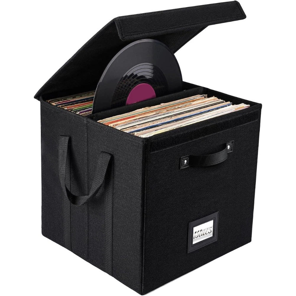 Vinyl Record Storage Box 13 Inch Linen Fabric Case Fits Up To 120