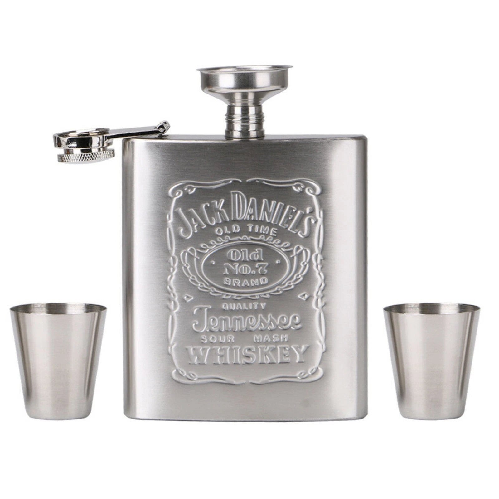 7oz Stainless Steel Hip Flask Bottle With 2 Cups For Wine Liqueur