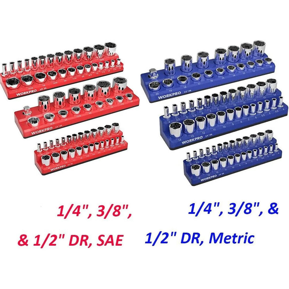 Workpro 1/4"/3/8"/1/2" Magnetic Socket Organizer | Built Supply Co