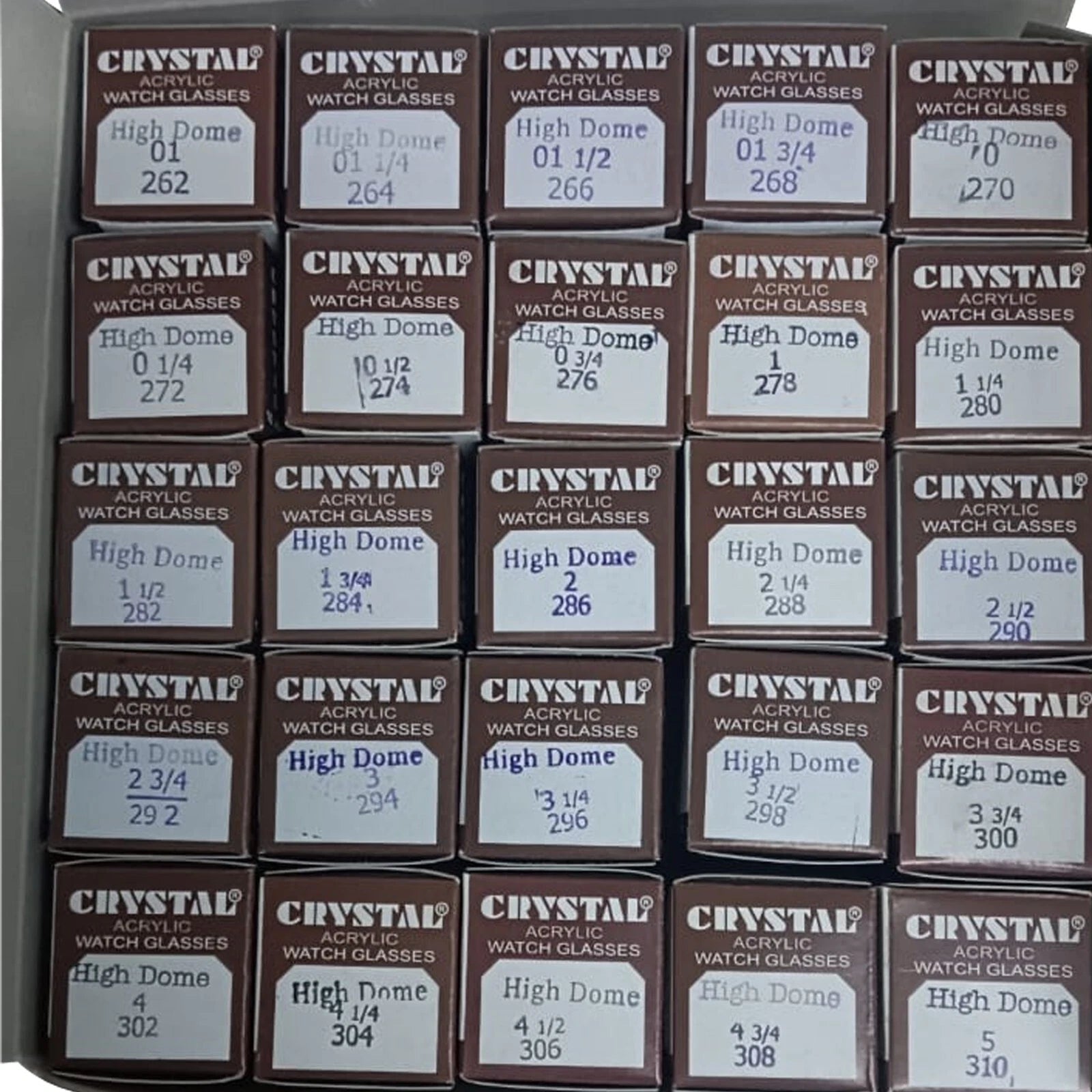 Assortment Watch Crystals High Dome Plastic Crystals Size 26.2 To