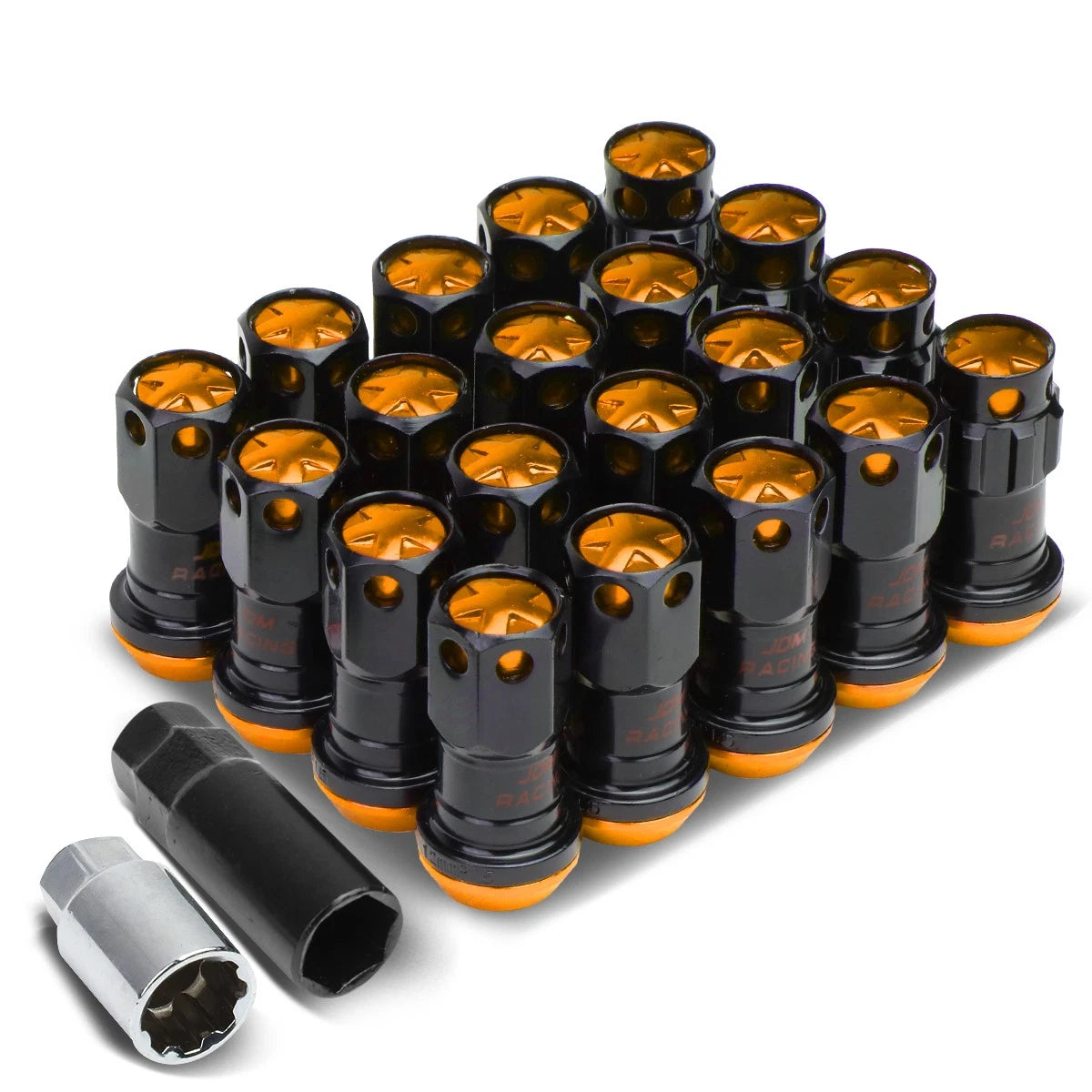Aluminum Orange 16 Lug+4 Rim Lock Nuts+adapter | Built Supply Co