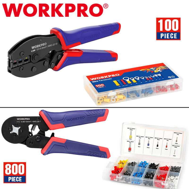 Workpro 100/800pc Crimping Plier Ferrule Crimping Tool Kit W/terminal
